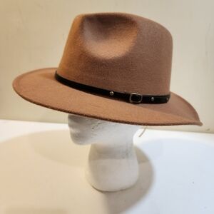 Women's Tan  Fedora Hat Cotton Blend